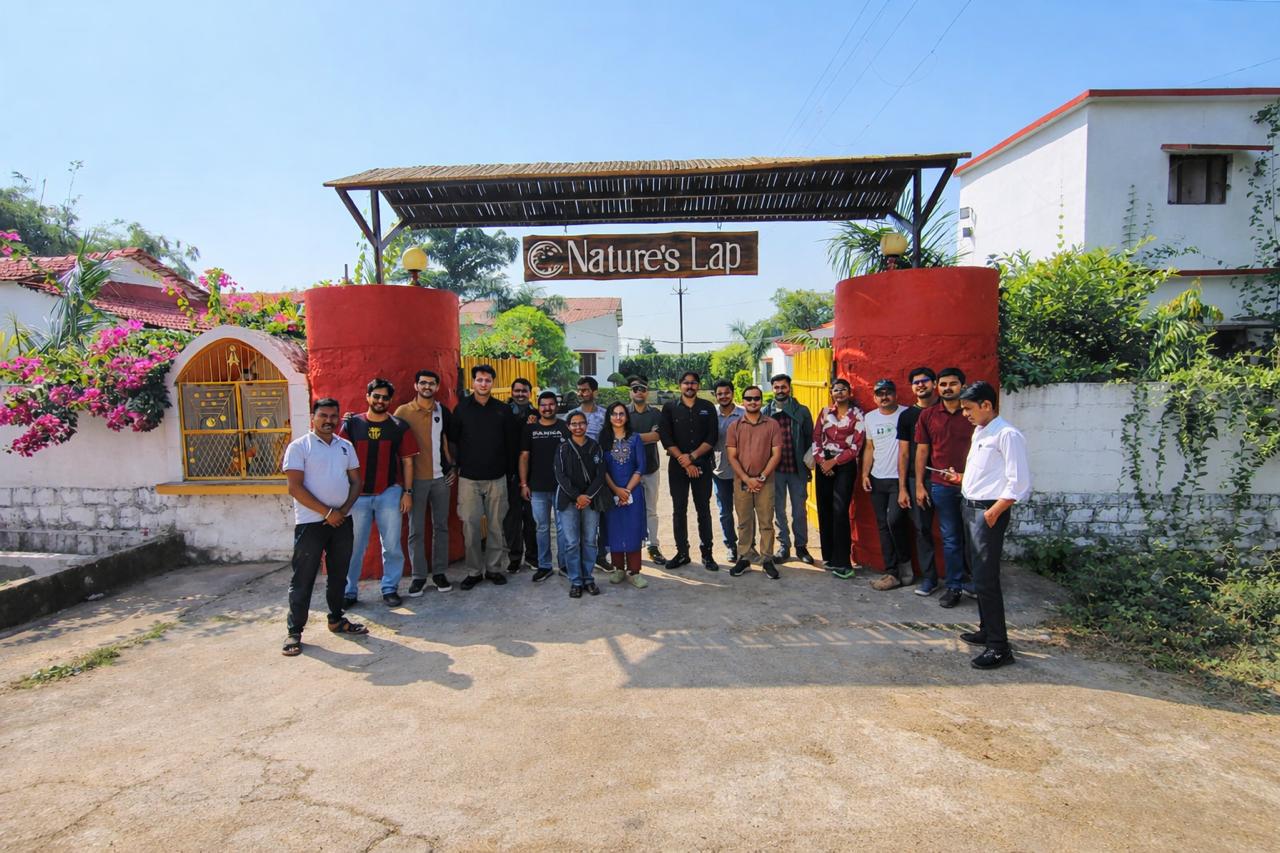 Guests at Nature's Lap Resort entrance